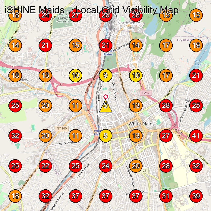 iSHINE Maids GeoGrid visibility map for Janitorial Service in None